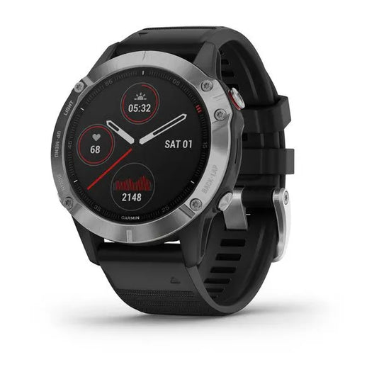 Garmin Fenix 6 GPS Watch Silver with Black Band - Gear West