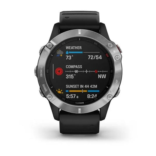 Garmin Fenix 6 GPS Watch Silver with Black Band - Gear West