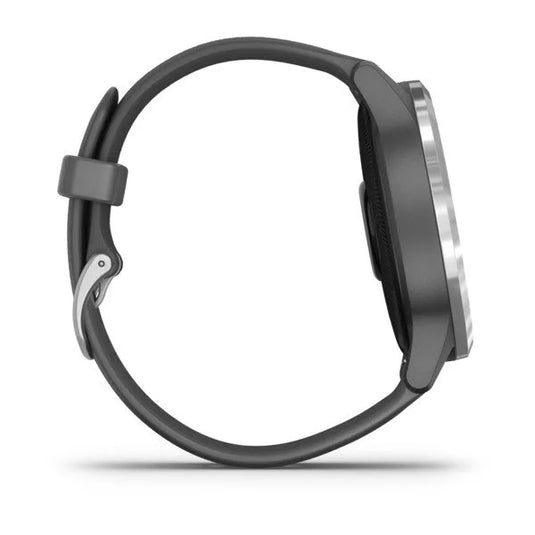 Garmin Vivoactive 4 Silver Stainless Steel Bezel with Shadow Gray Case and Silicone Band - Gear West