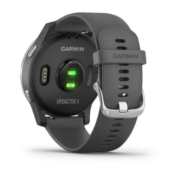 Load image into Gallery viewer, Garmin Vivoactive 4 Silver Stainless Steel Bezel with Shadow Gray Case and Silicone Band - Gear West
